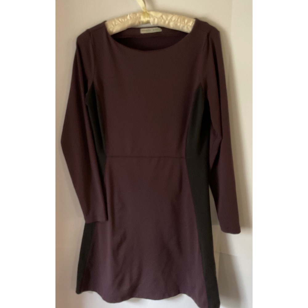 Athleta Womens Medium Plum Purple Black Colorblock Long Sleeve Sheath Dress